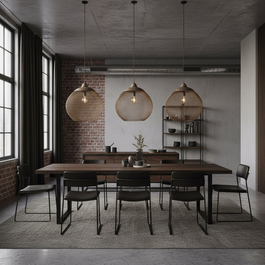 Lanister Mesh Pendant Lamp Woven Metal LED Warm White Dining Room Living Room — 3 Sizes