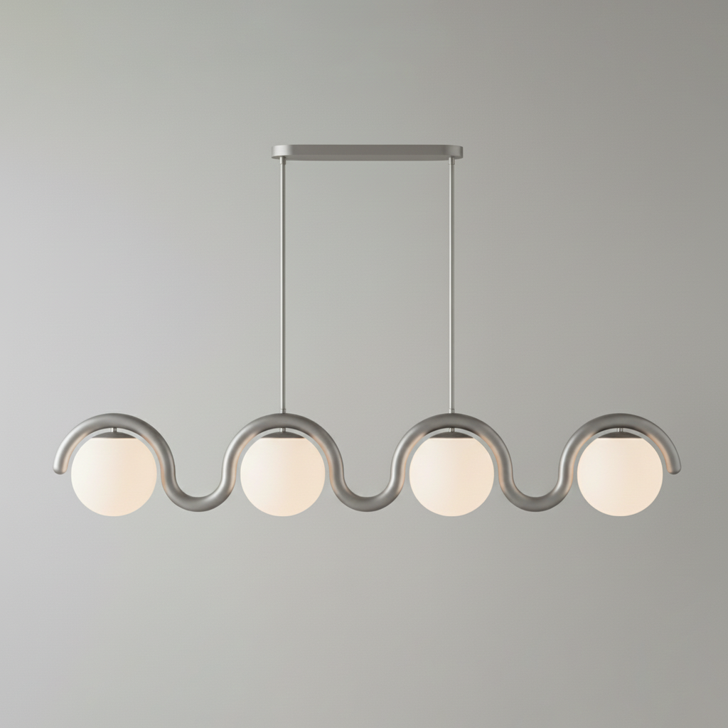 Uveta Linear Chandelier Red&Silver