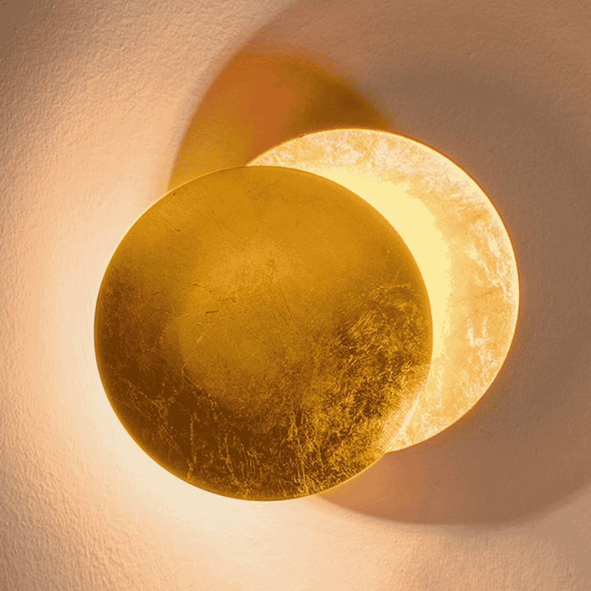Moon Eclipse Copper LED Wall Sconce Rotatable Modern Bedroom Living Room — 7 to 9 Inch