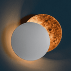 Moon Eclipse Copper LED Wall Sconce Rotatable Modern Bedroom Living Room — 7 to 9 Inch
