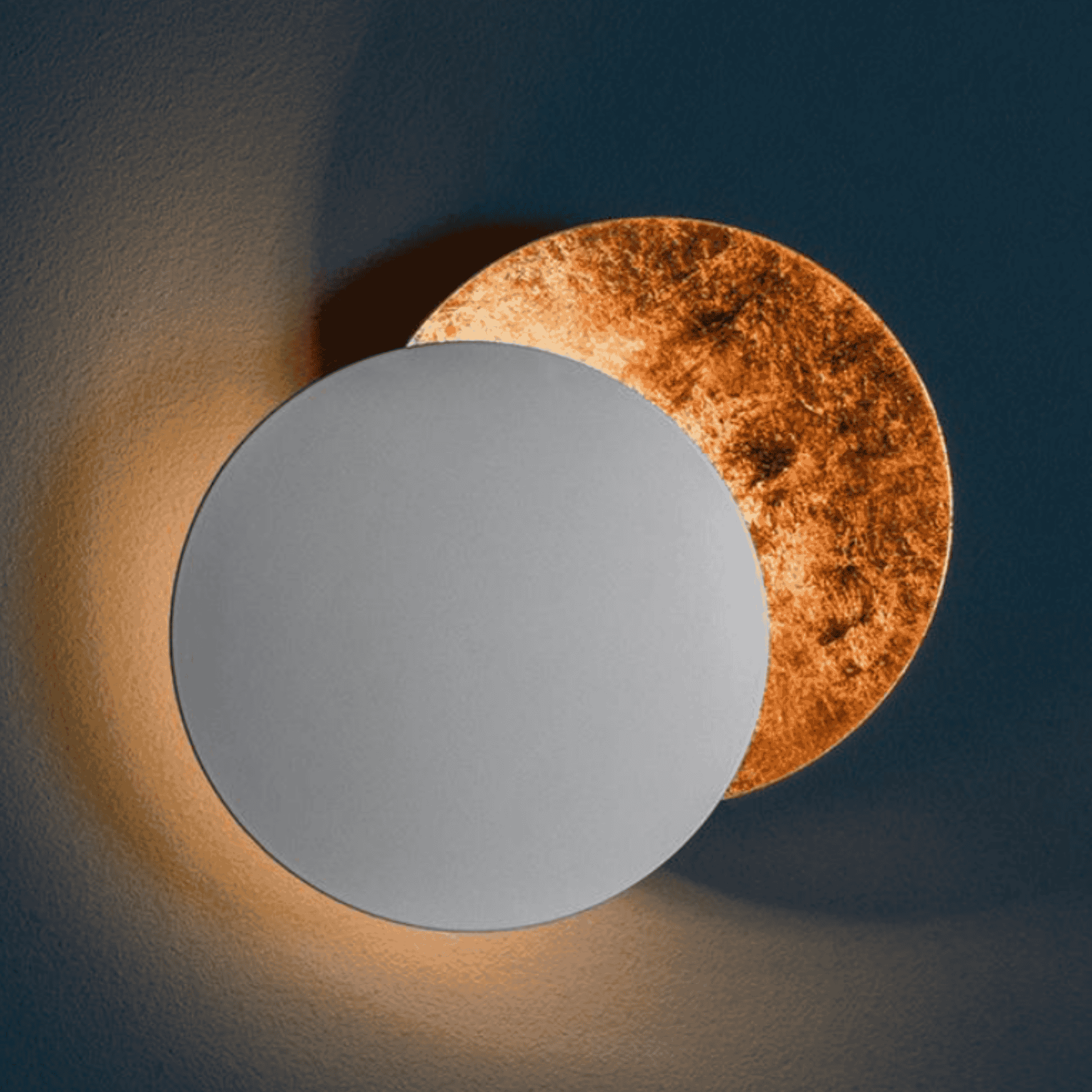 Moon Eclipse Copper LED Wall Sconce Rotatable Modern Bedroom Living Room — 7 to 9 Inch