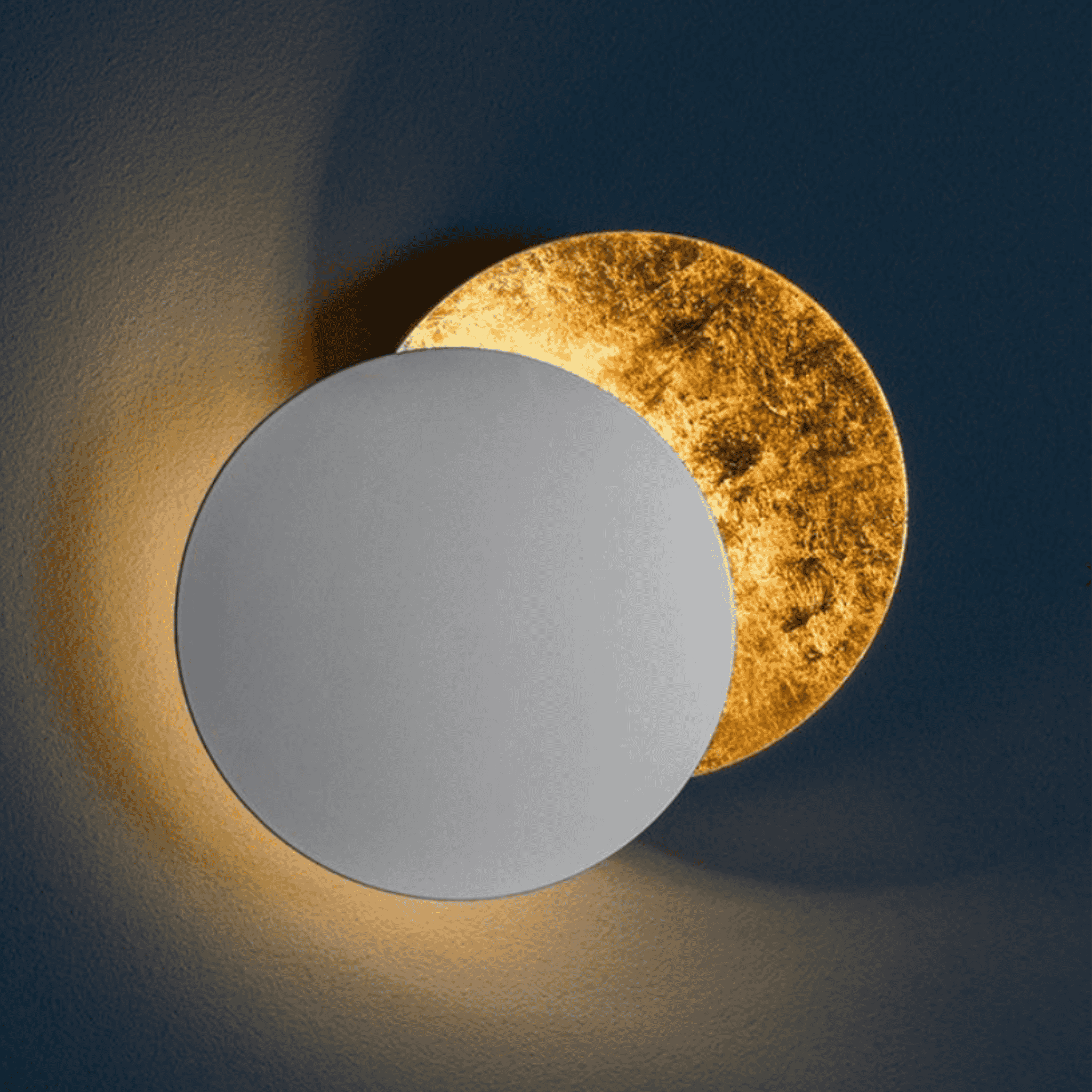 Moon Eclipse Copper LED Wall Sconce Rotatable Modern Bedroom Living Room — 7 to 9 Inch