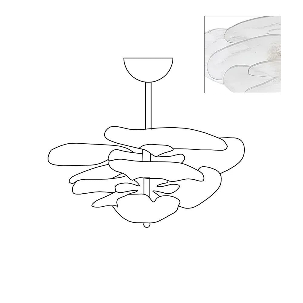Lotus Chandelier Glass Contemporary Leaf Layered