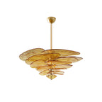 Lotus Chandelier Glass Contemporary Leaf Layered