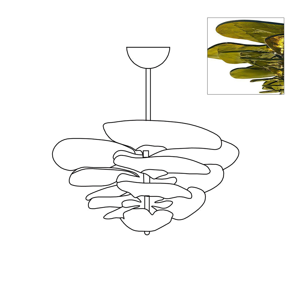 Lotus Chandelier Glass Contemporary Leaf Layered