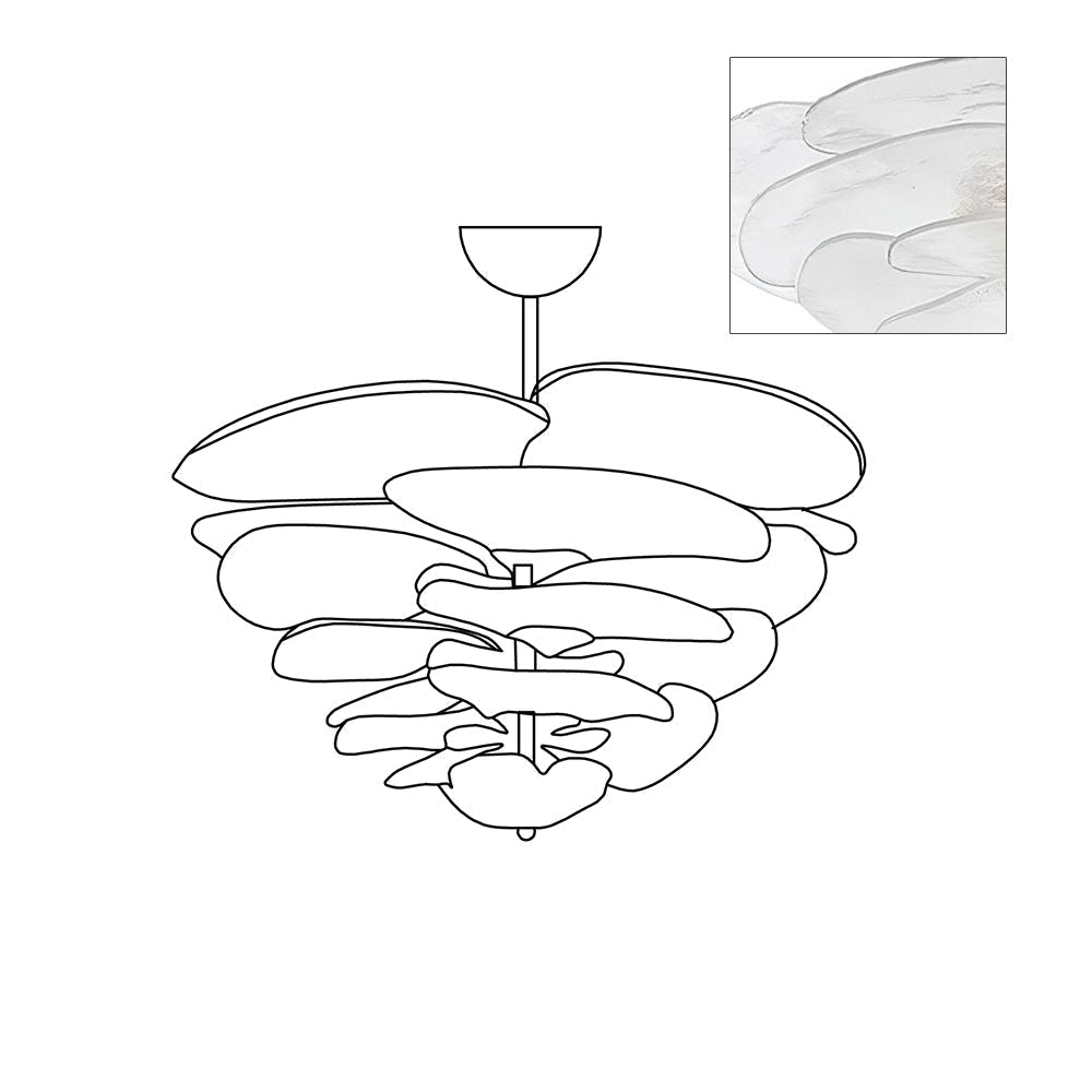 Lotus Chandelier Glass Contemporary Leaf Layered