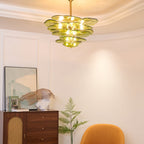 Lotus Chandelier Glass Contemporary Leaf Layered