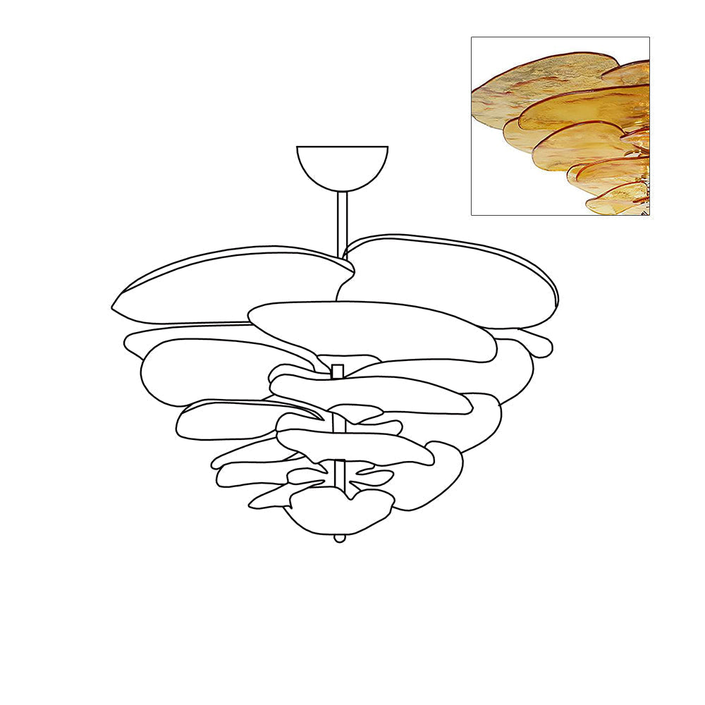 Lotus Chandelier Glass Contemporary Leaf Layered