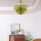 Lotus Chandelier Glass Contemporary Leaf Layered