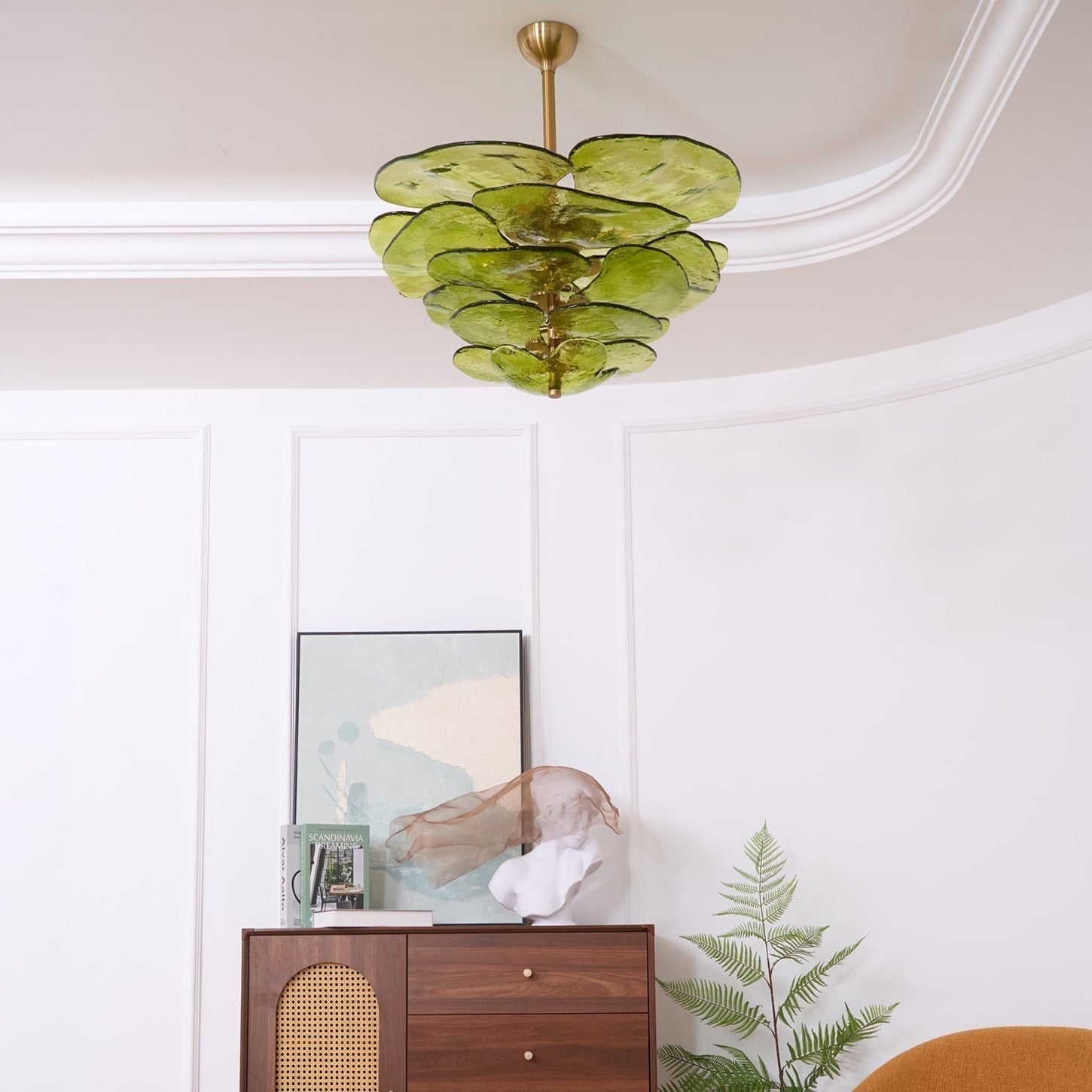 Lotus Chandelier Glass Contemporary Leaf Layered