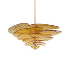 Lotus Chandelier Glass Contemporary Leaf Layered