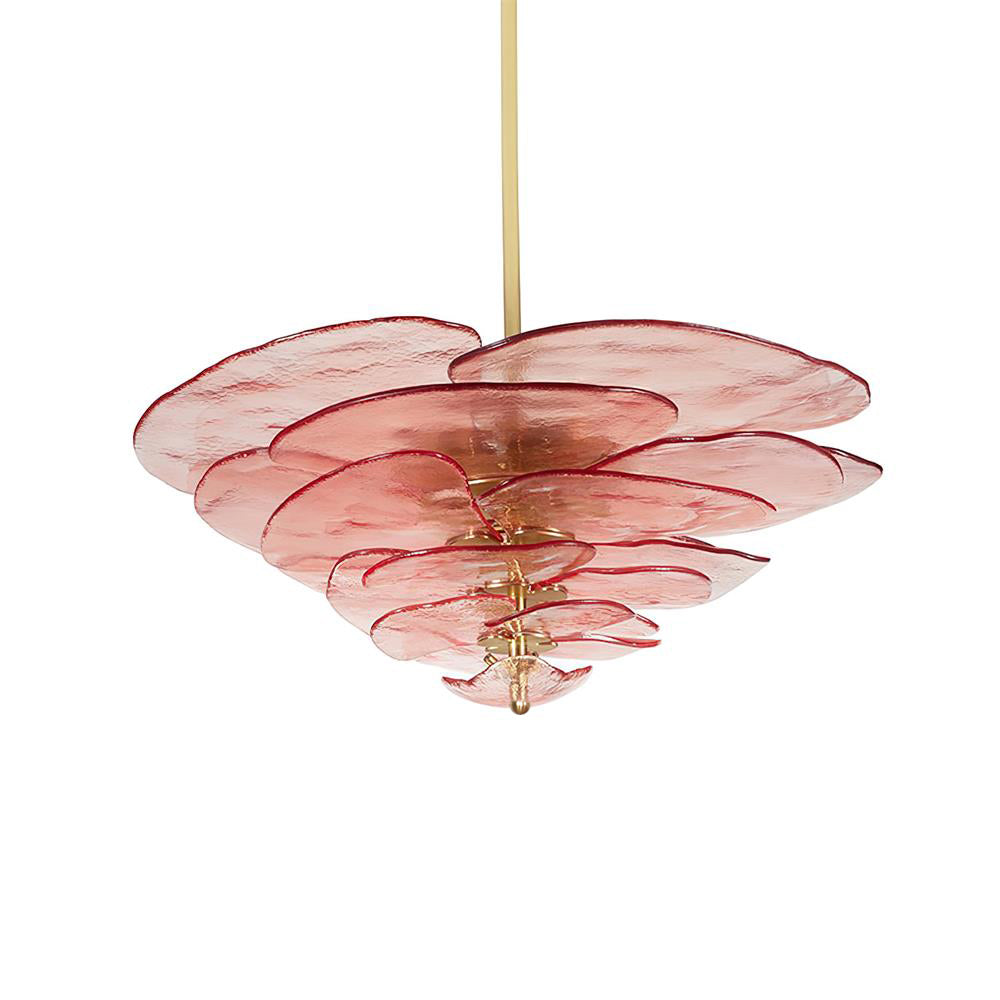 Lotus Chandelier Glass Contemporary Leaf Layered