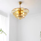 Lotus Chandelier Glass Contemporary Leaf Layered