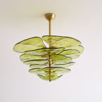 Lotus Chandelier Glass Contemporary Leaf Layered