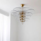Lotus Chandelier Glass Contemporary Leaf Layered