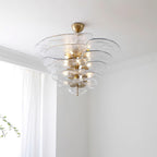 Lotus Chandelier Glass Contemporary Leaf Layered
