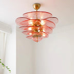 Lotus Chandelier Glass Contemporary Leaf Layered