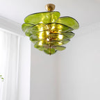 Lotus Chandelier Glass Contemporary Leaf Layered