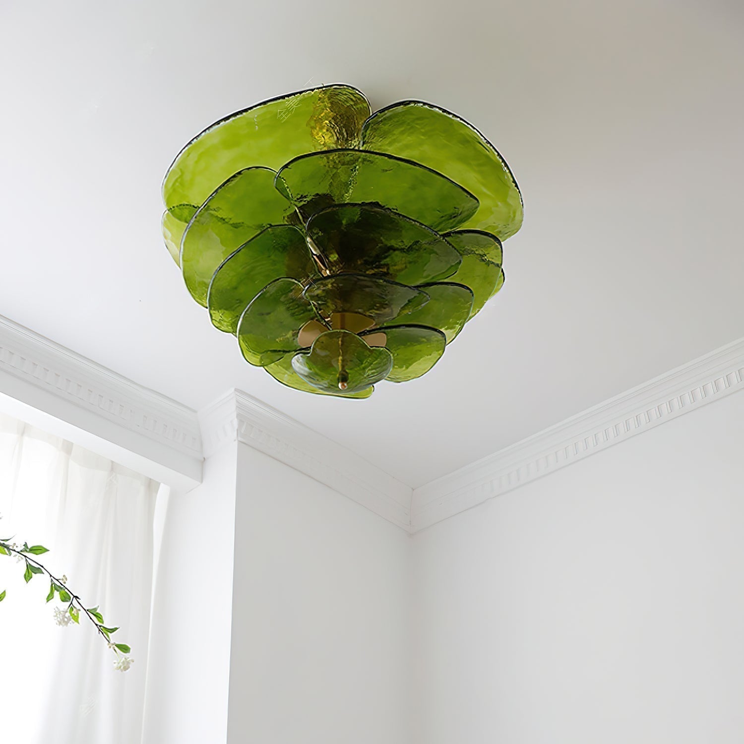 Lotus Chandelier Glass Contemporary Leaf Layered