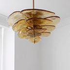Lotus Chandelier Glass Contemporary Leaf Layered