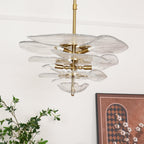 Lotus Chandelier Glass Contemporary Leaf Layered