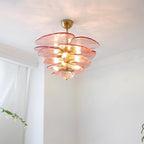 Lotus Chandelier Glass Contemporary Leaf Layered