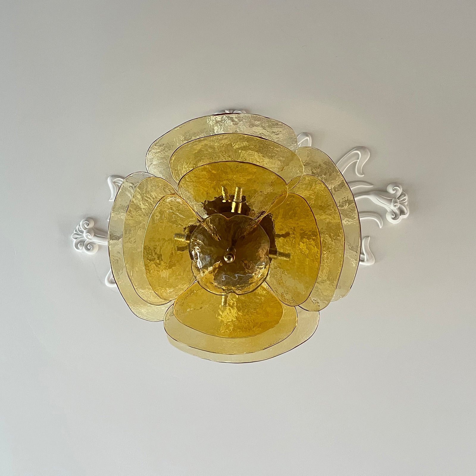 Lotus Chandelier Glass Contemporary Leaf Layered