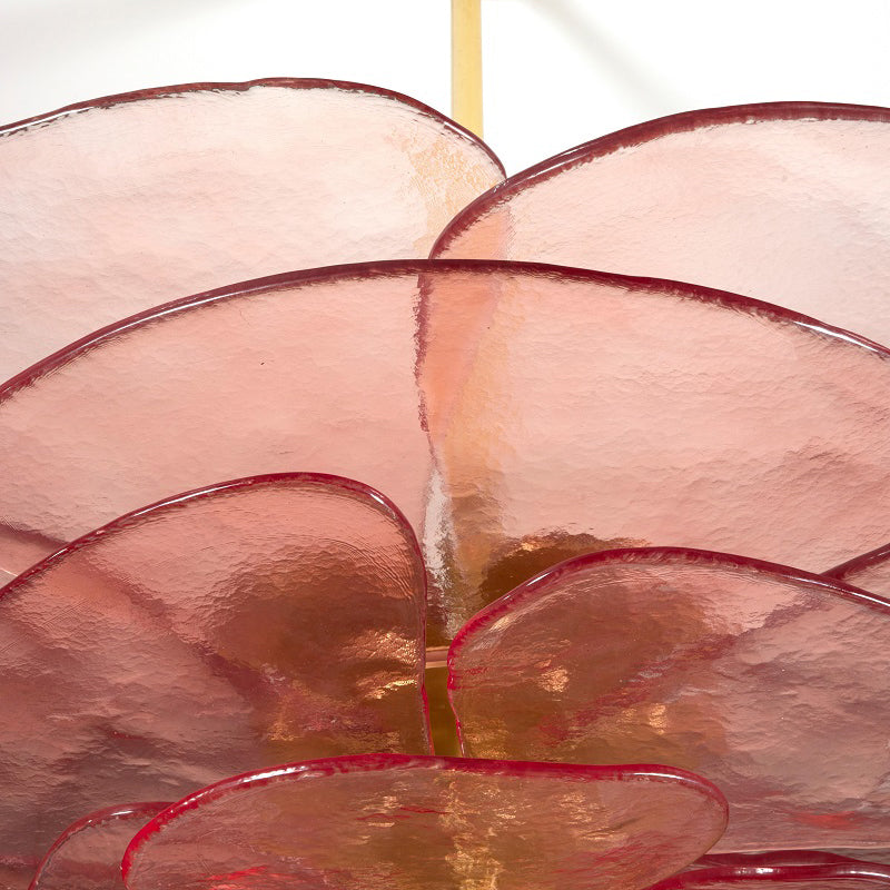 Lotus Chandelier Glass Contemporary Leaf Layered