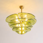 Lotus Chandelier Glass Contemporary Leaf Layered