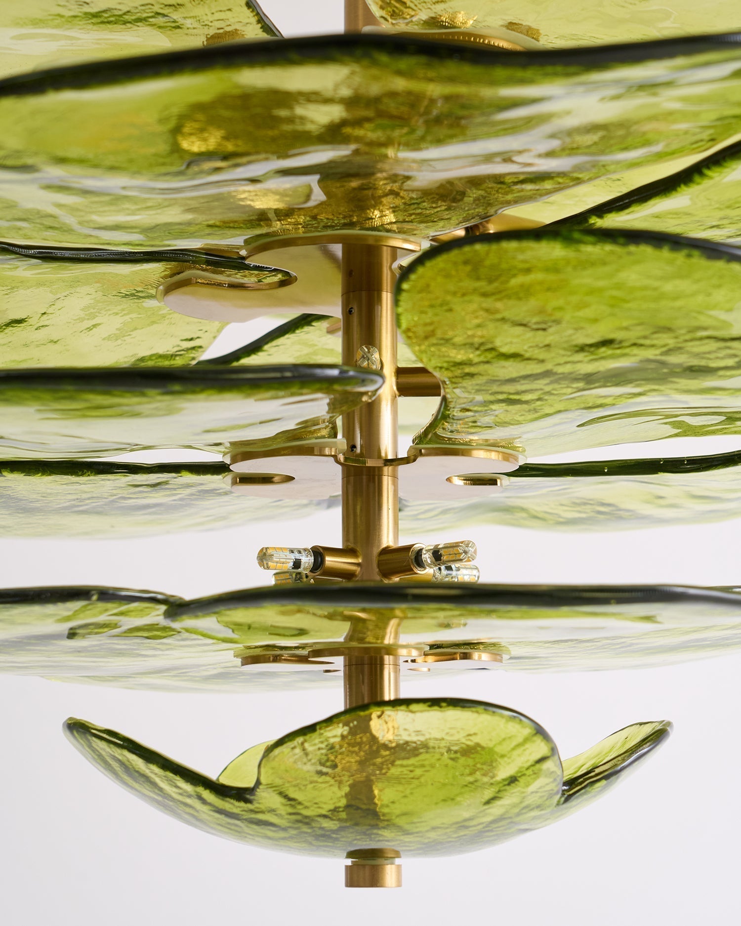 Lotus Chandelier Glass Contemporary Leaf Layered