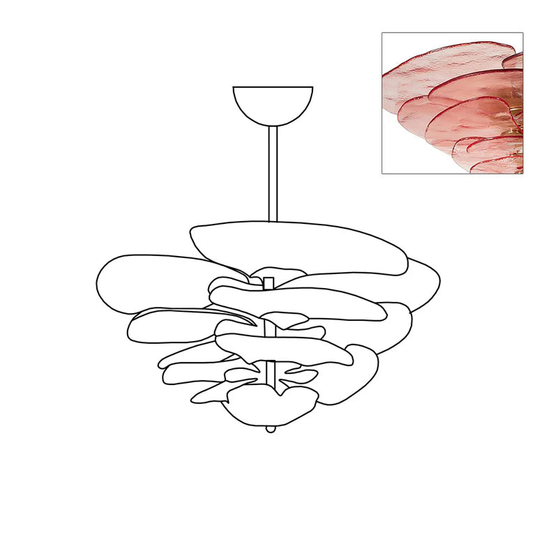 Lotus Chandelier Glass Contemporary Leaf Layered