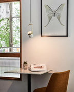 Adjustable Glass Pendant Light Art Deco Frosted Steel Dining Room Bedroom — Gold Rose Gold 4 to 7 Inch