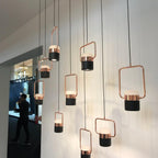 Adjustable Glass Pendant Light Art Deco Frosted Steel Dining Room Bedroom — Gold Rose Gold 4 to 7 Inch