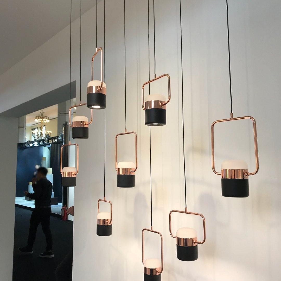 Adjustable Glass Pendant Light Art Deco Frosted Steel Dining Room Bedroom — Gold Rose Gold 4 to 7 Inch