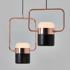 Adjustable Glass Pendant Light Art Deco Frosted Steel Dining Room Bedroom — Gold Rose Gold 4 to 7 Inch