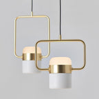Adjustable Glass Pendant Light Art Deco Frosted Steel Dining Room Bedroom — Gold Rose Gold 4 to 7 Inch