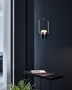 Adjustable Glass Pendant Light Art Deco Frosted Steel Dining Room Bedroom — Gold Rose Gold 4 to 7 Inch