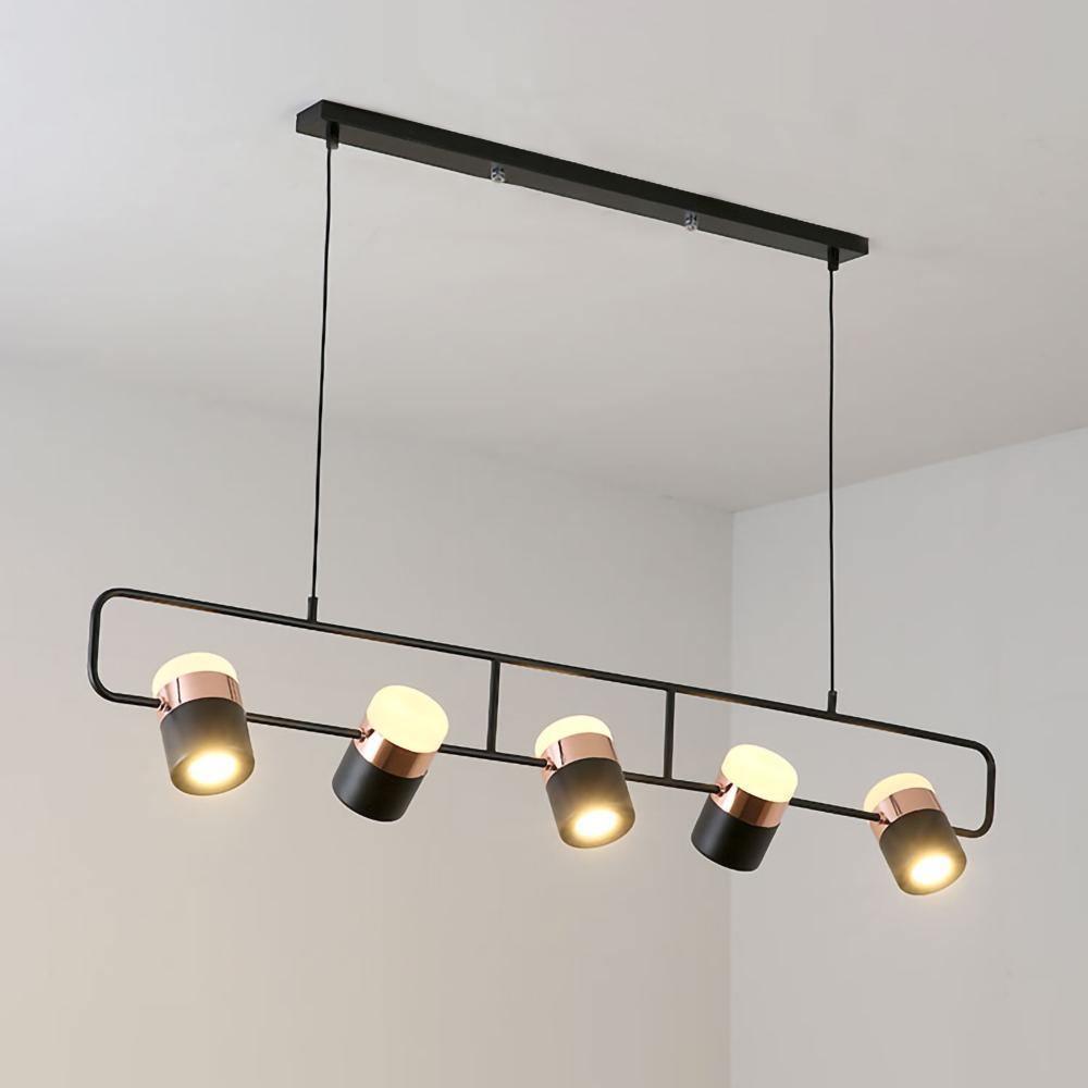 Adjustable Glass Pendant Light Art Deco Frosted Steel Dining Room Bedroom — Gold Rose Gold 4 to 7 Inch