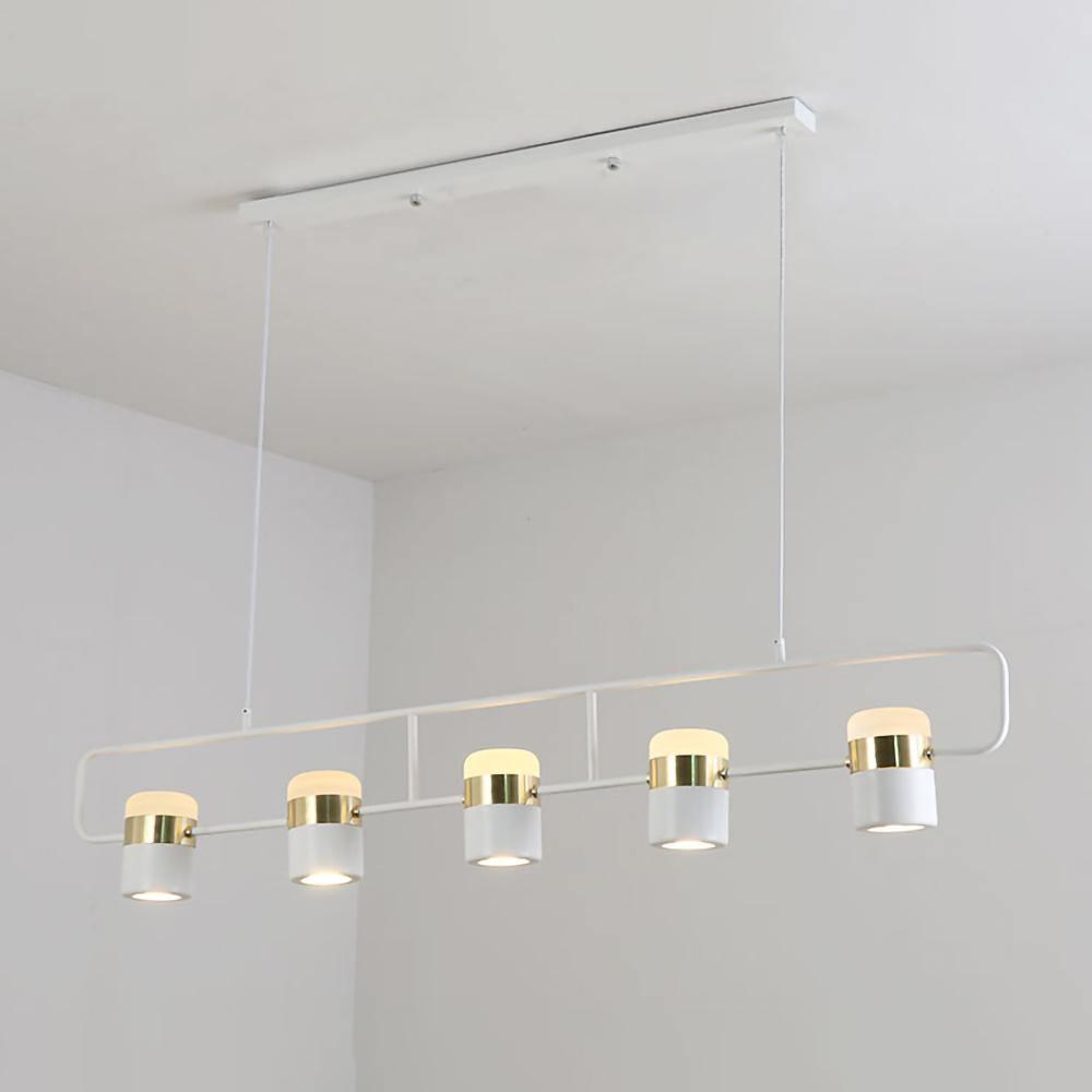 Adjustable Glass Pendant Light Art Deco Frosted Steel Dining Room Bedroom — Gold Rose Gold 4 to 7 Inch