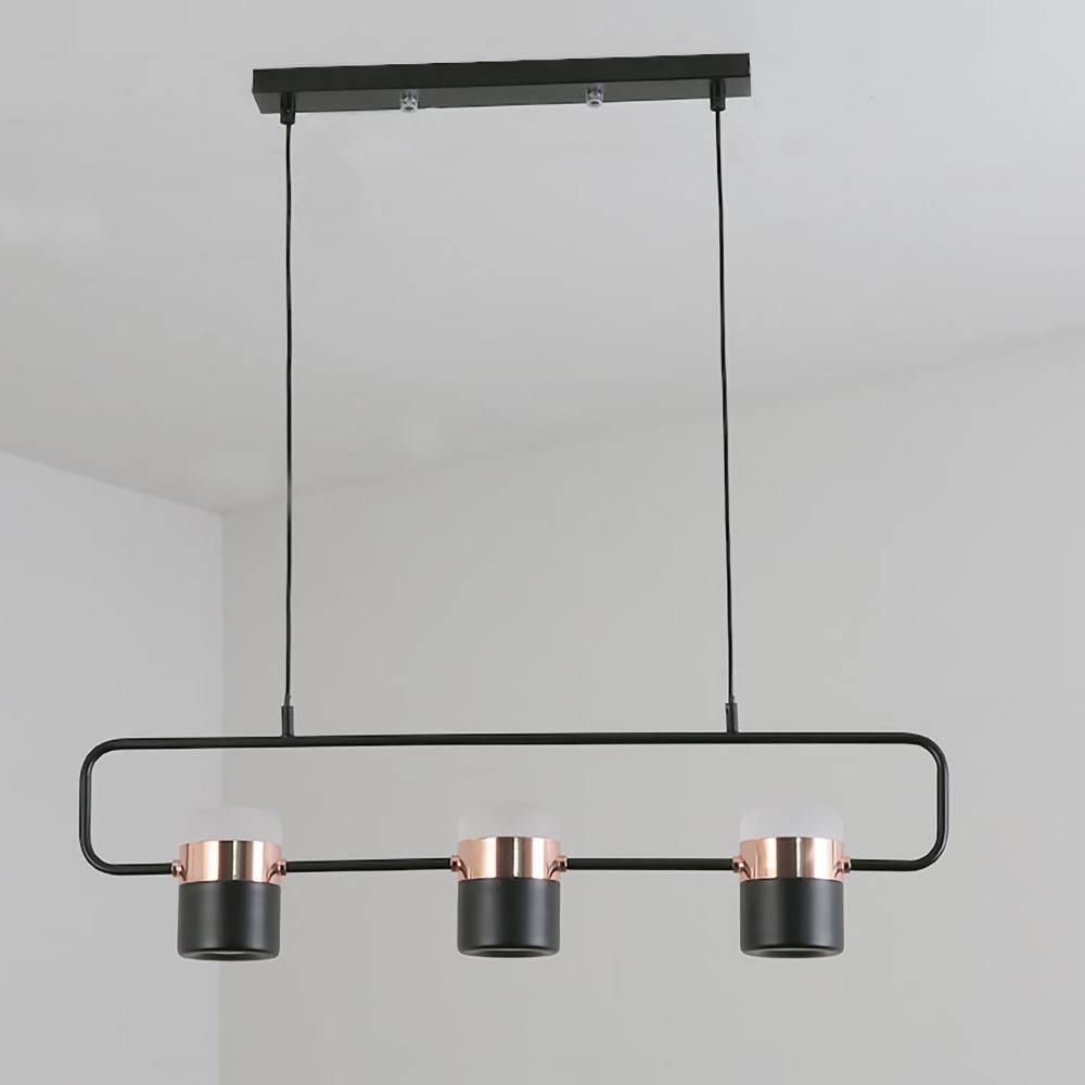 Adjustable Glass Pendant Light Art Deco Frosted Steel Dining Room Bedroom — Gold Rose Gold 4 to 7 Inch