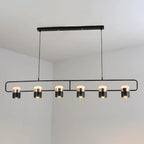 Adjustable Glass Pendant Light Art Deco Frosted Steel Dining Room Bedroom — Gold Rose Gold 4 to 7 Inch