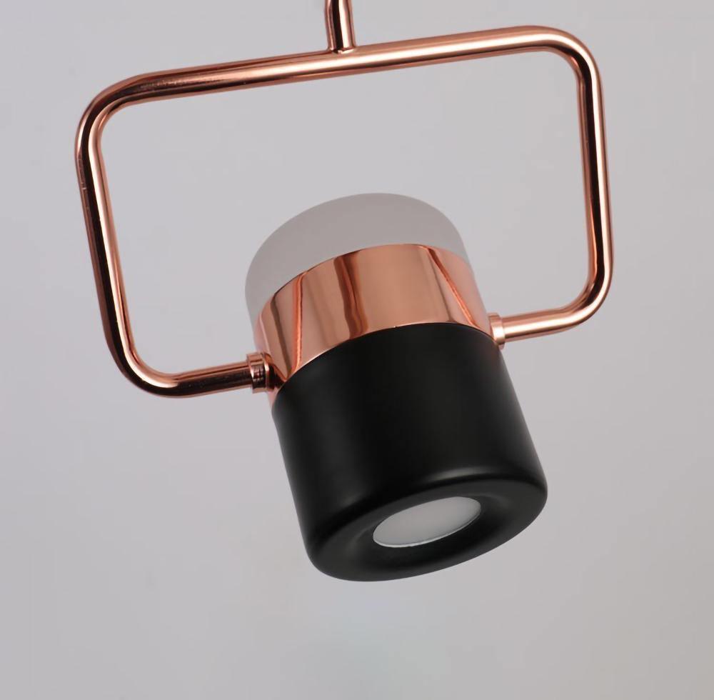 Adjustable Glass Pendant Light Art Deco Frosted Steel Dining Room Bedroom — Gold Rose Gold 4 to 7 Inch