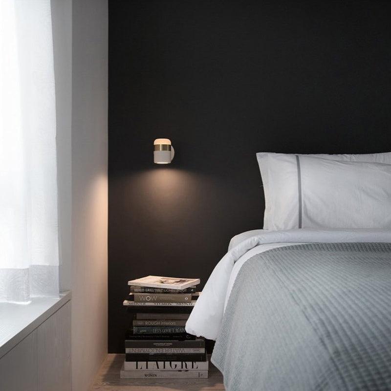 Adjustable Glass Wall Lamp Art Deco LED Bedroom Bedside Dining Room — Black White Warm Cool