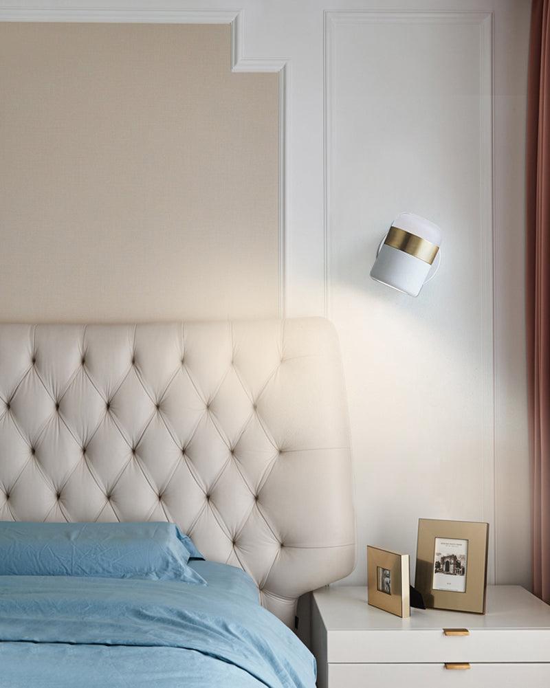 Adjustable Glass Wall Lamp Art Deco LED Bedroom Bedside Dining Room — Black White Warm Cool