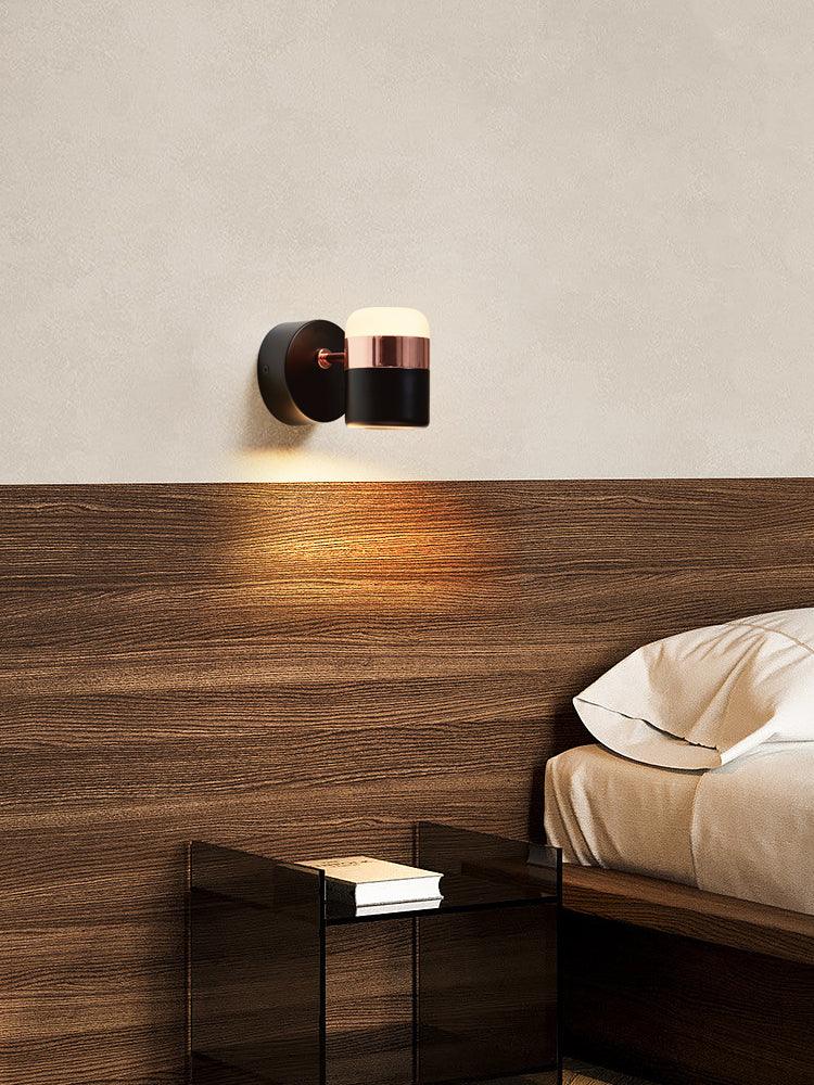 Adjustable Glass Wall Lamp Art Deco LED Bedroom Bedside Dining Room — Black White Warm Cool