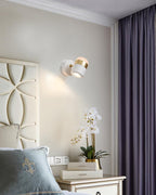 Adjustable Glass Wall Lamp Art Deco LED Bedroom Bedside Dining Room — Black White Warm Cool