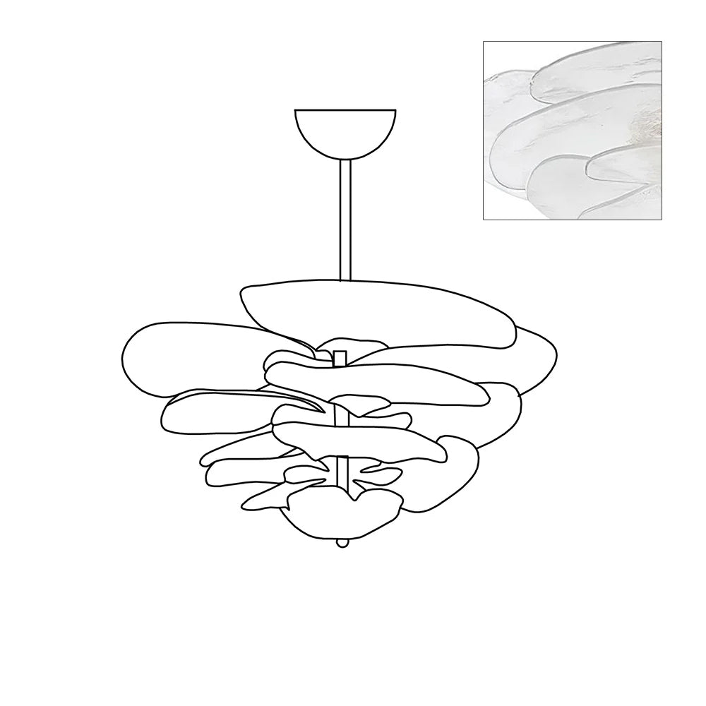 Lotus Chandelier Glass Contemporary Leaf Layered