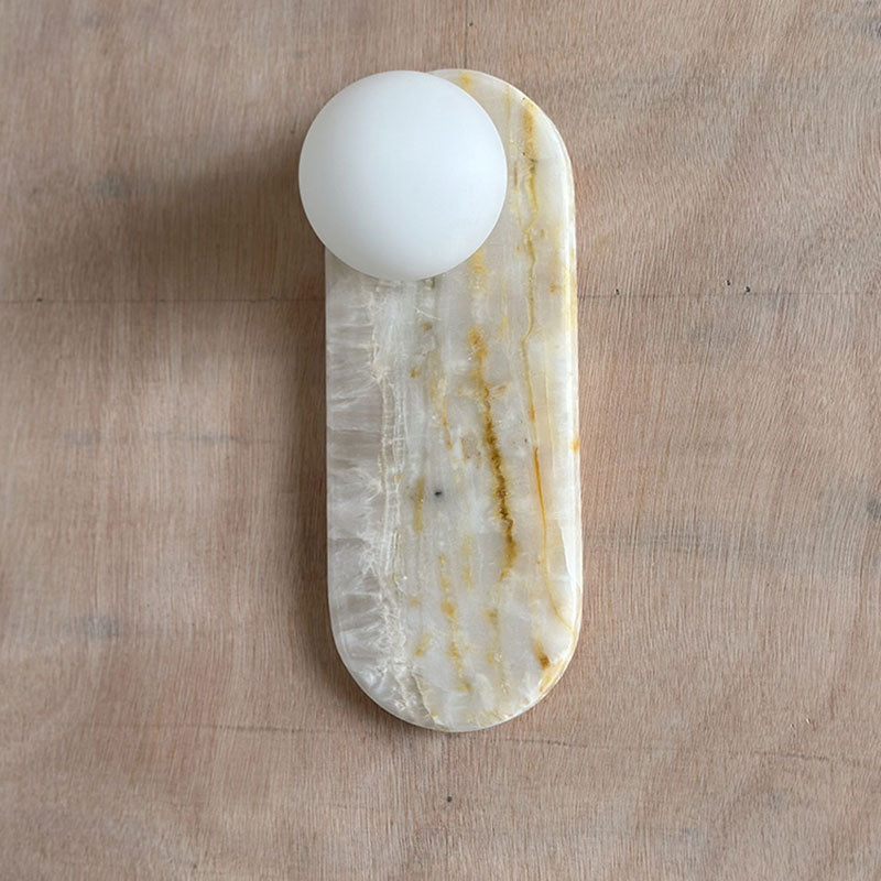 Onyx Marble LED Wall Lamp Natural Stone Sconce Bedroom Living Room — Multiple Stone Selections