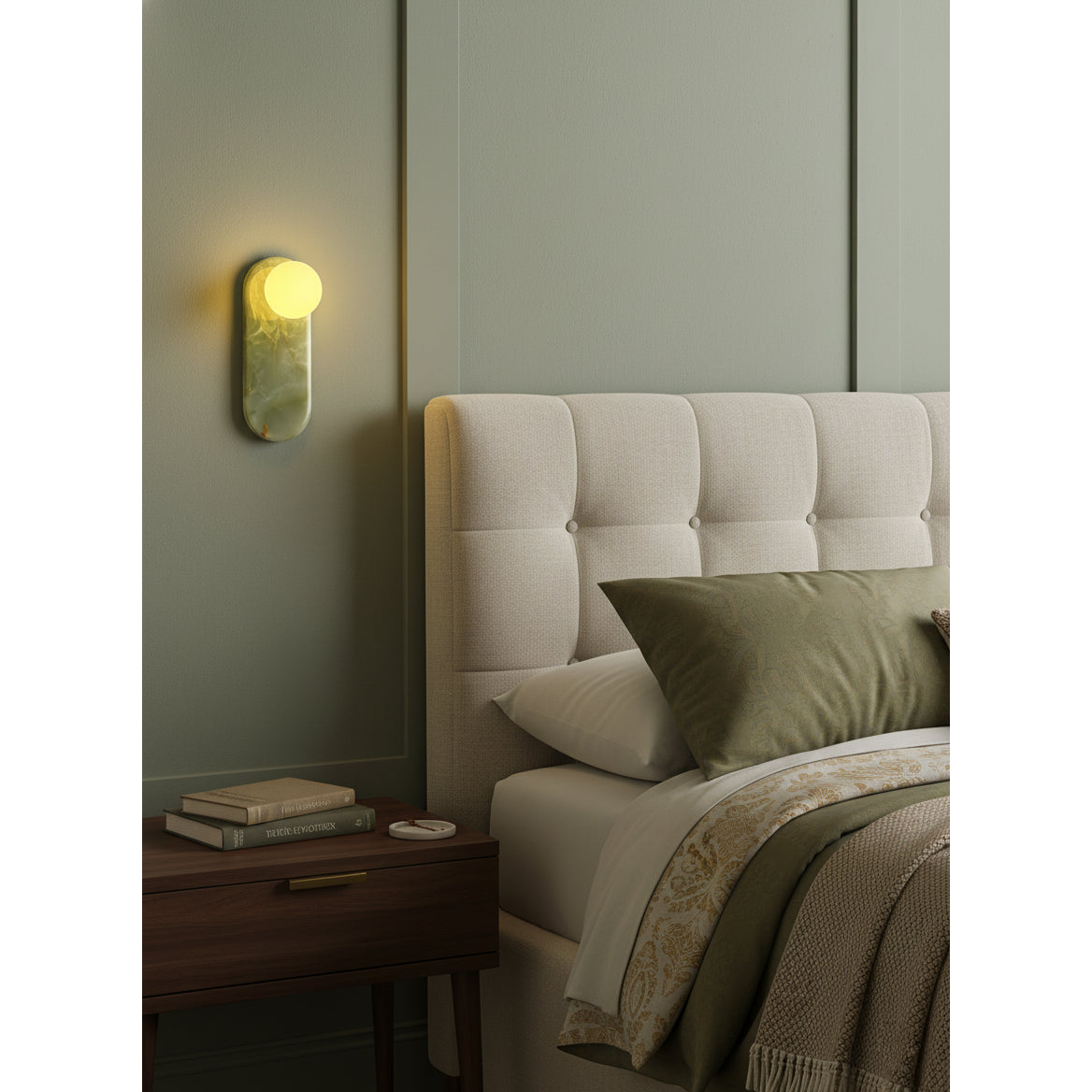 Onyx Marble LED Wall Lamp Natural Stone Sconce Bedroom Living Room — Multiple Stone Selections