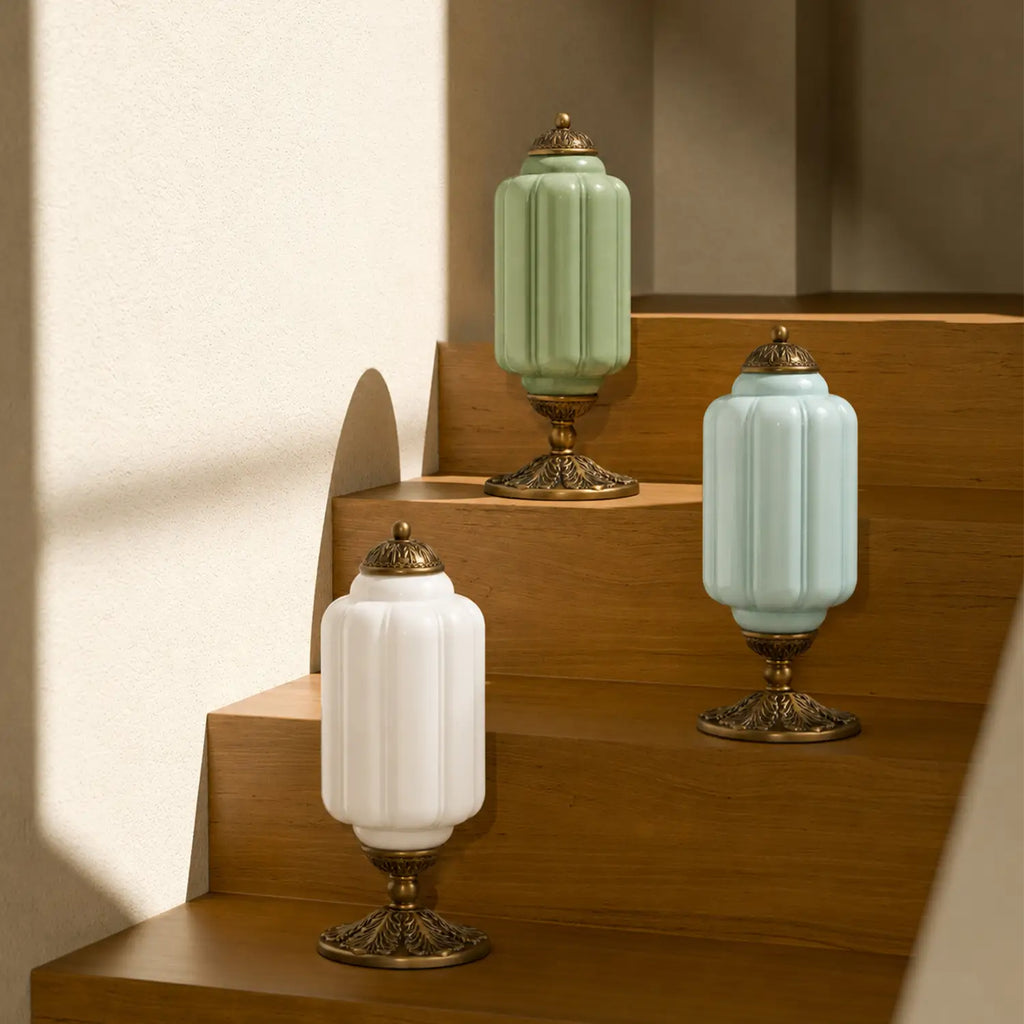 Lumi French Retro Cream Textured Glass Table Lamp Eloise Bedside Living Room — 15 Variants